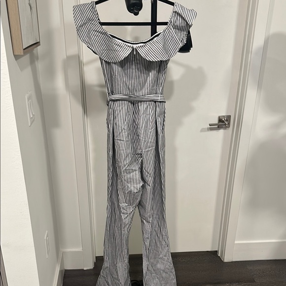 Striped Off-Shoulder Jumpsuit - Picture 3 of 9